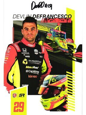 Devlin DeFrancesco 29 IndyCar Racing Signed 7x10 Hero Card Promo Print
